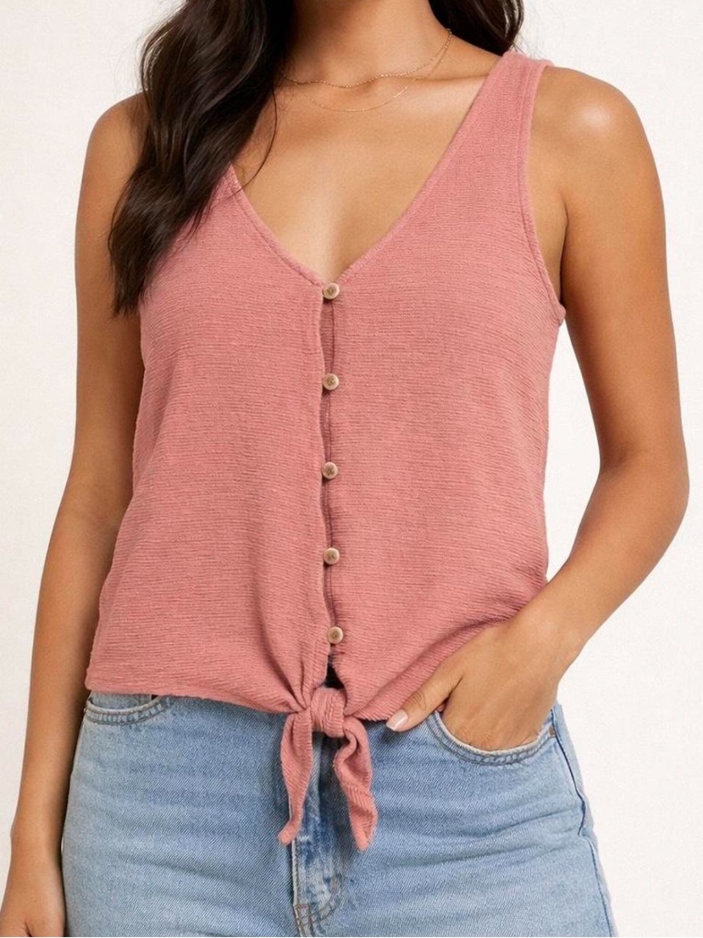 Madewell Texture & Thread Button-Front Tie Tank Top